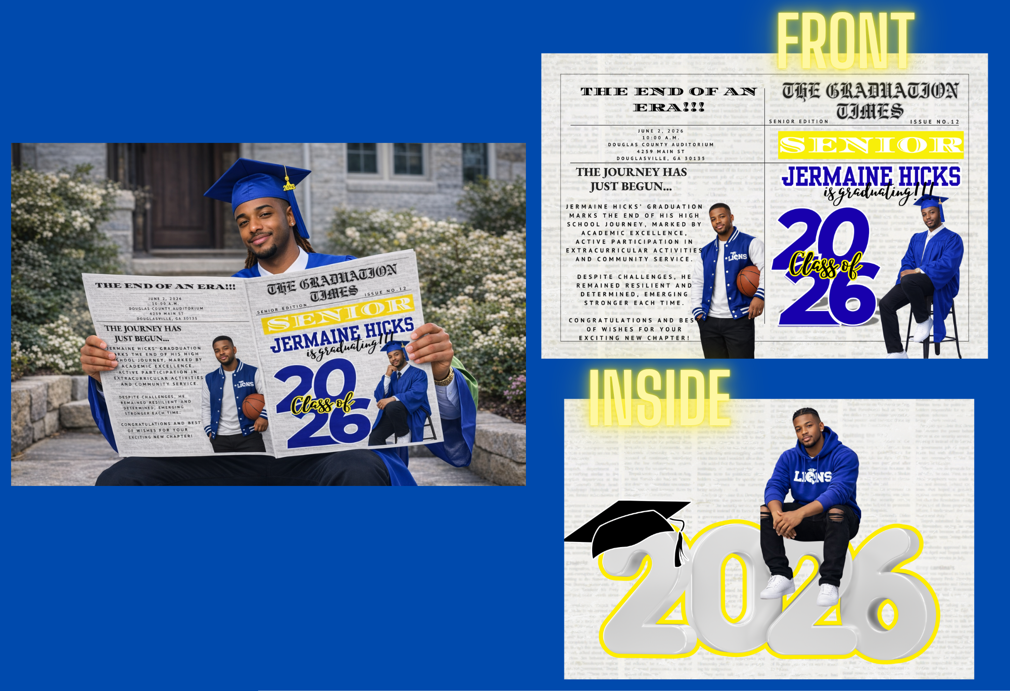 Custom Graduation Newspaper (19x13) - Set of 4