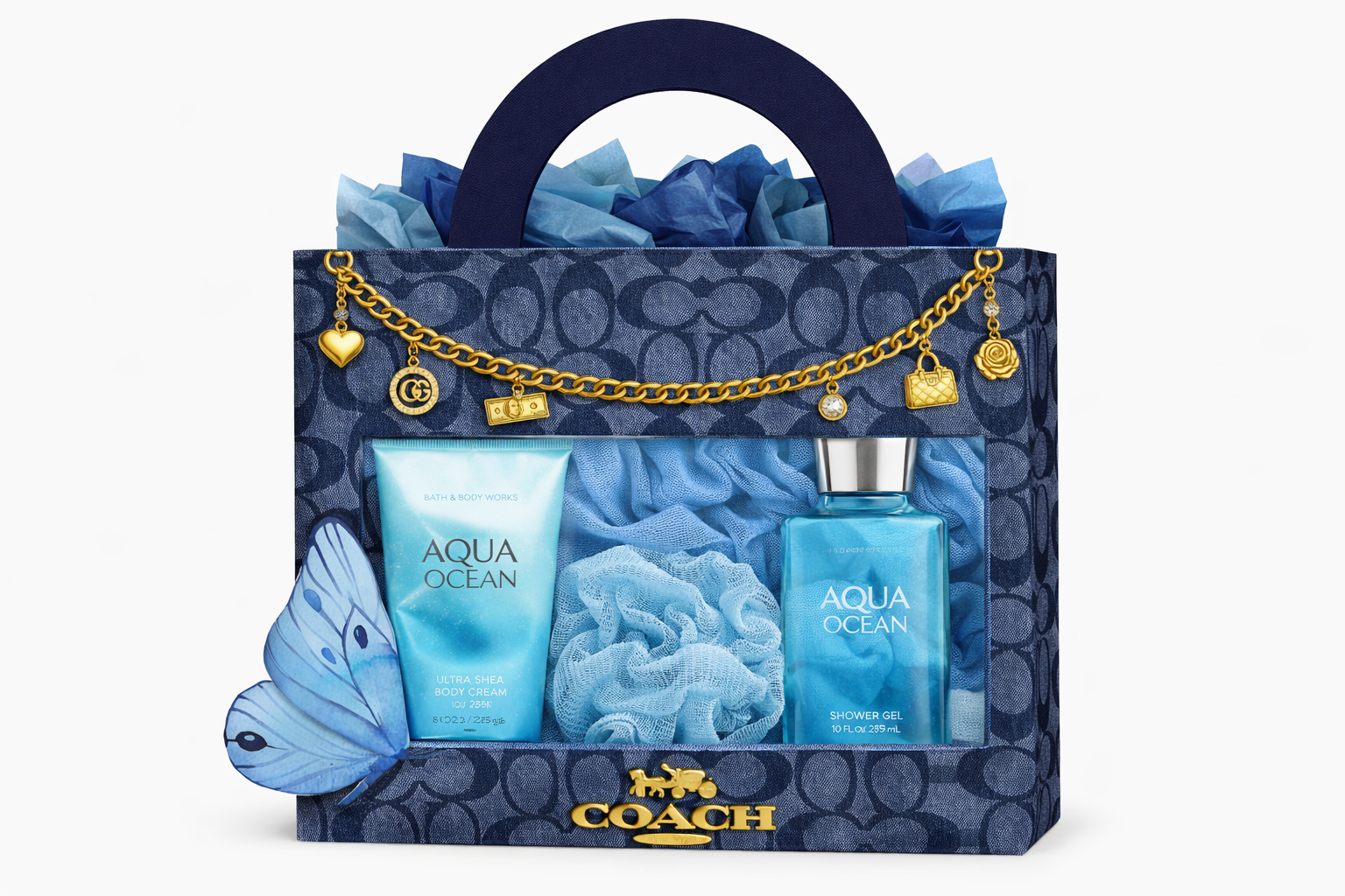 Designer-Inspired Foam Purse Gift Box — Navy Blue | Unfilled