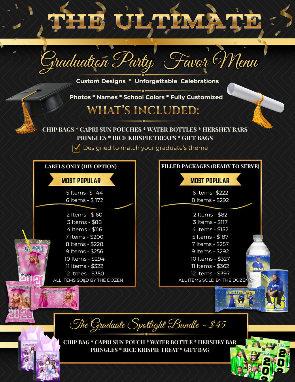 Graduation Party Favor Bundle - Custom Snack Labels