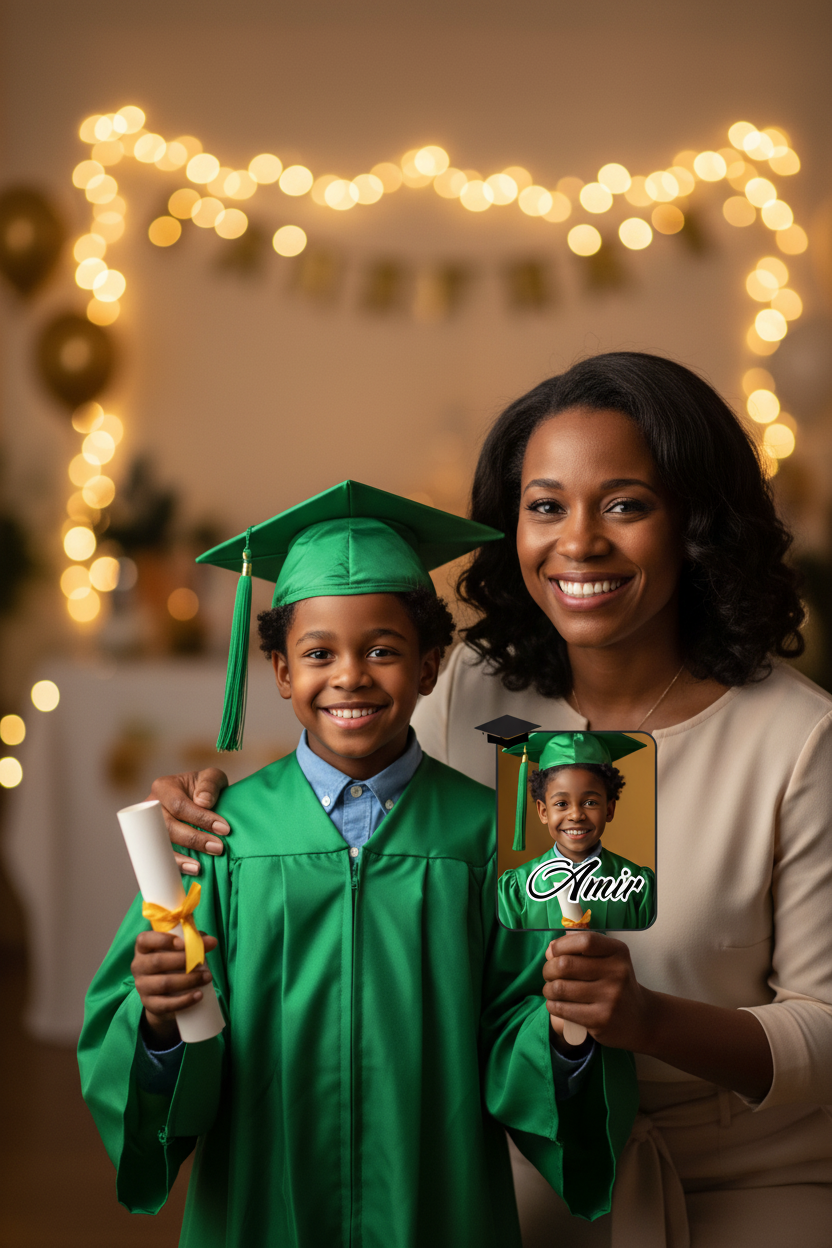 Amir Green Fan - Graduate with Mom Mockup