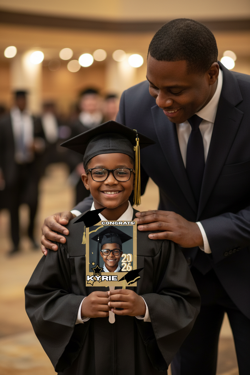 Kyrie Gold Fan - Graduate with Dad Mockup